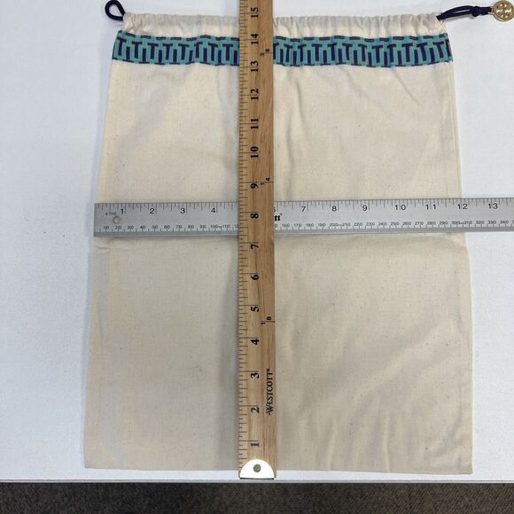 Tory Burch Shoe Bag Cream Cotton Drawstring Tie Dust Protection Storage 15x12 - Picture 8 of 10